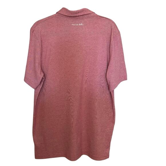 Travis Mathew Size L Golf Polo Shirt Red White Micro Stripe - Picture 2 of 5